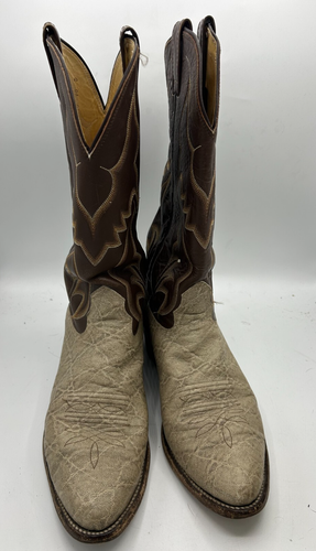 Nocona Bone Color Brown Leather Cowboy Western Boots Mens Size 10 D Style 4817C