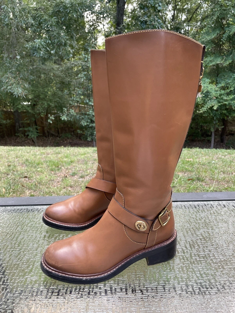 COACH Sutton Knee Women’s Size 8 Brown Leather Riding Boots G1375 $495