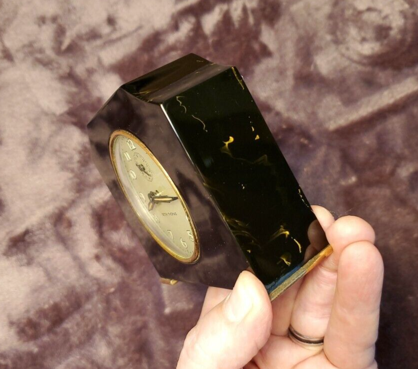 Beautiful Black and Yellow Marbled Catalin Bakelite Seth Thomas Clock eBay