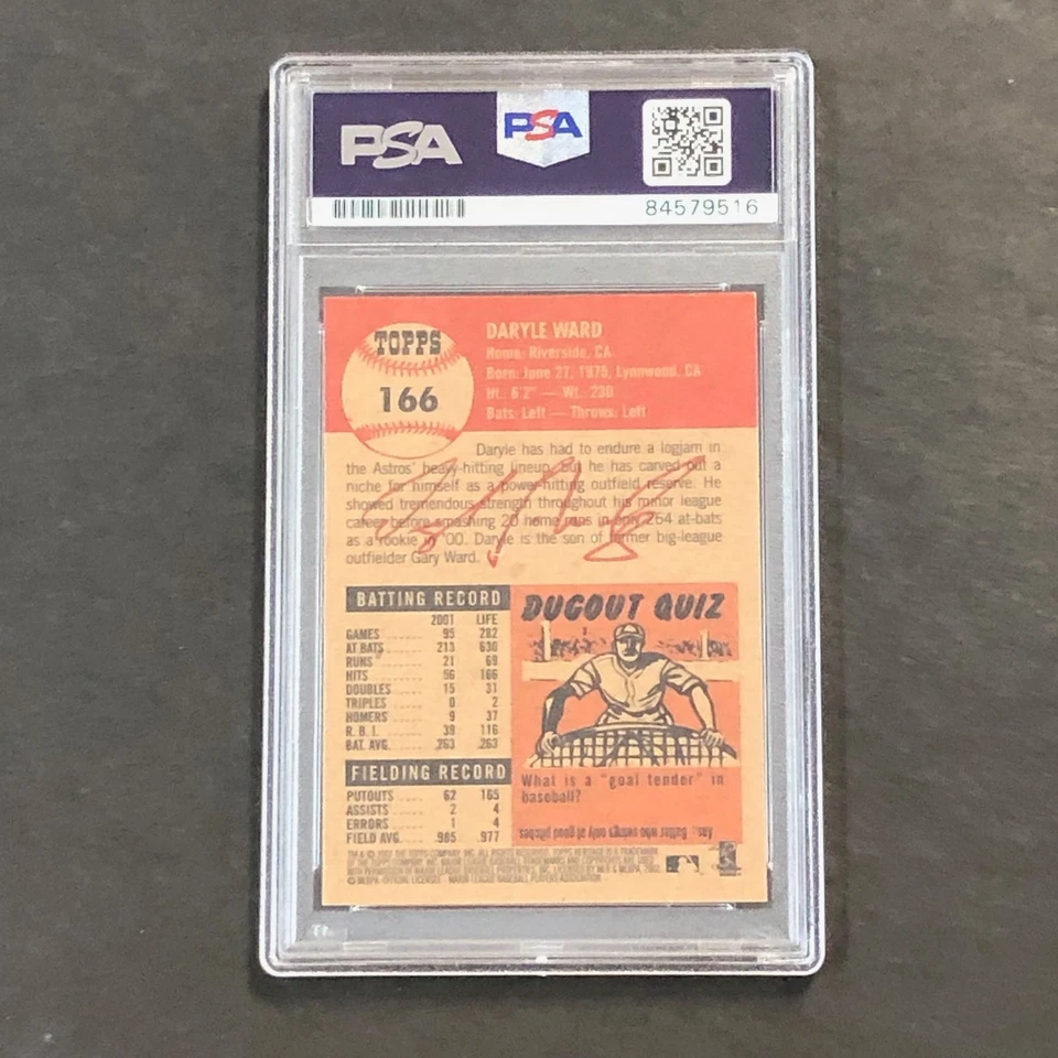 2002 Topps Heritage #166 Daryle Ward Card PSA Slabbed Auto 10 Astros - Image 2 of 2
