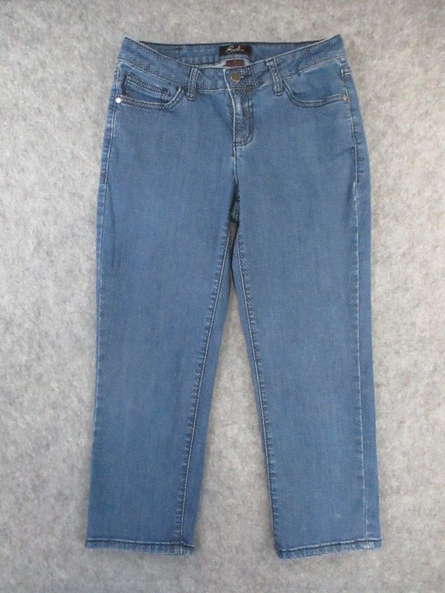 Earl Jeans Womens 6 Blue Denim Polka Dot Straight Low Rise