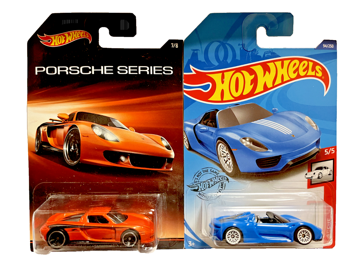 SET OF 2 CARS, 1 PORSCHE CARRERA GT orange & 1 918 SPYDER BLUE 1