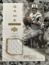 Joe Namath 2001 U D Pros & Prospects GAME Worn Jersey White Patch 17/50 Gold