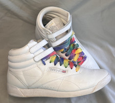 Reebok Freestyle Hi Womens 6.5 White Leather High Top Sneakers Retro Classic