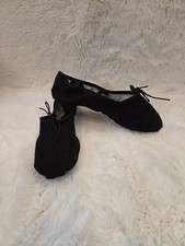 CapezioX Ballet Shoes Black Fabric Upper Leather Sole SZ9M