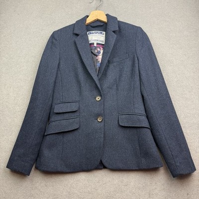 JOULES Tweed Sakko UK 10 Navy ASTER Parade Hacking Herringbone Country Riding