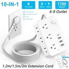 Power Strip Surge Protector 1700J , 4ft/5ft/10ft Extension Cord with 6/8 Outlet