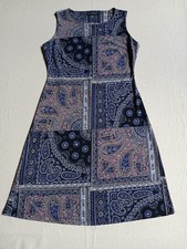 Tommy Hilfiger Womens 6 Dress Blue Bandana Print Sleeveless Sheath Summer Boho