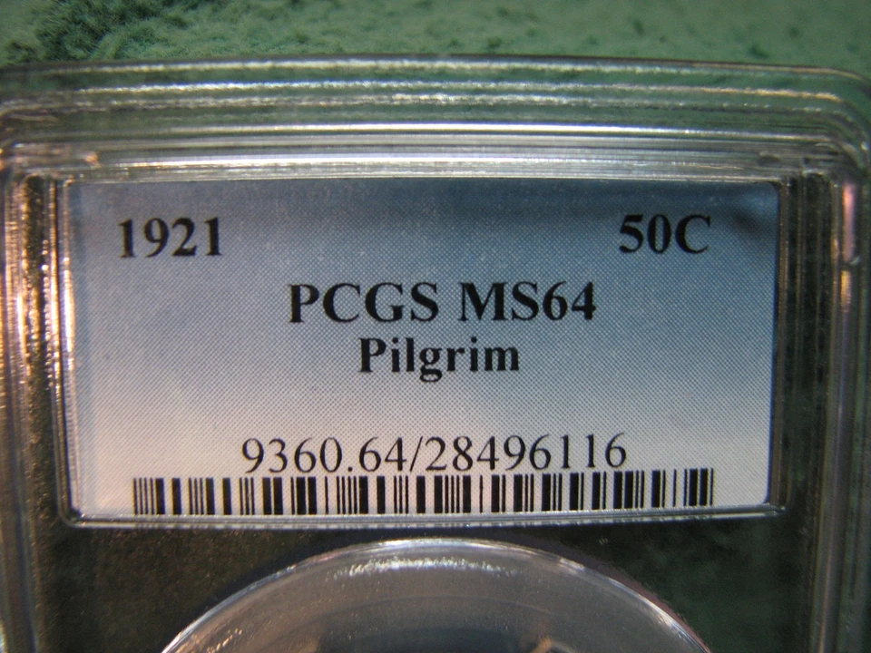 1921  U.S. Commemorative Half Dollar SILVER Coin  PILGRIM  Graded By PCGS MS 64 - Image 2 of 4