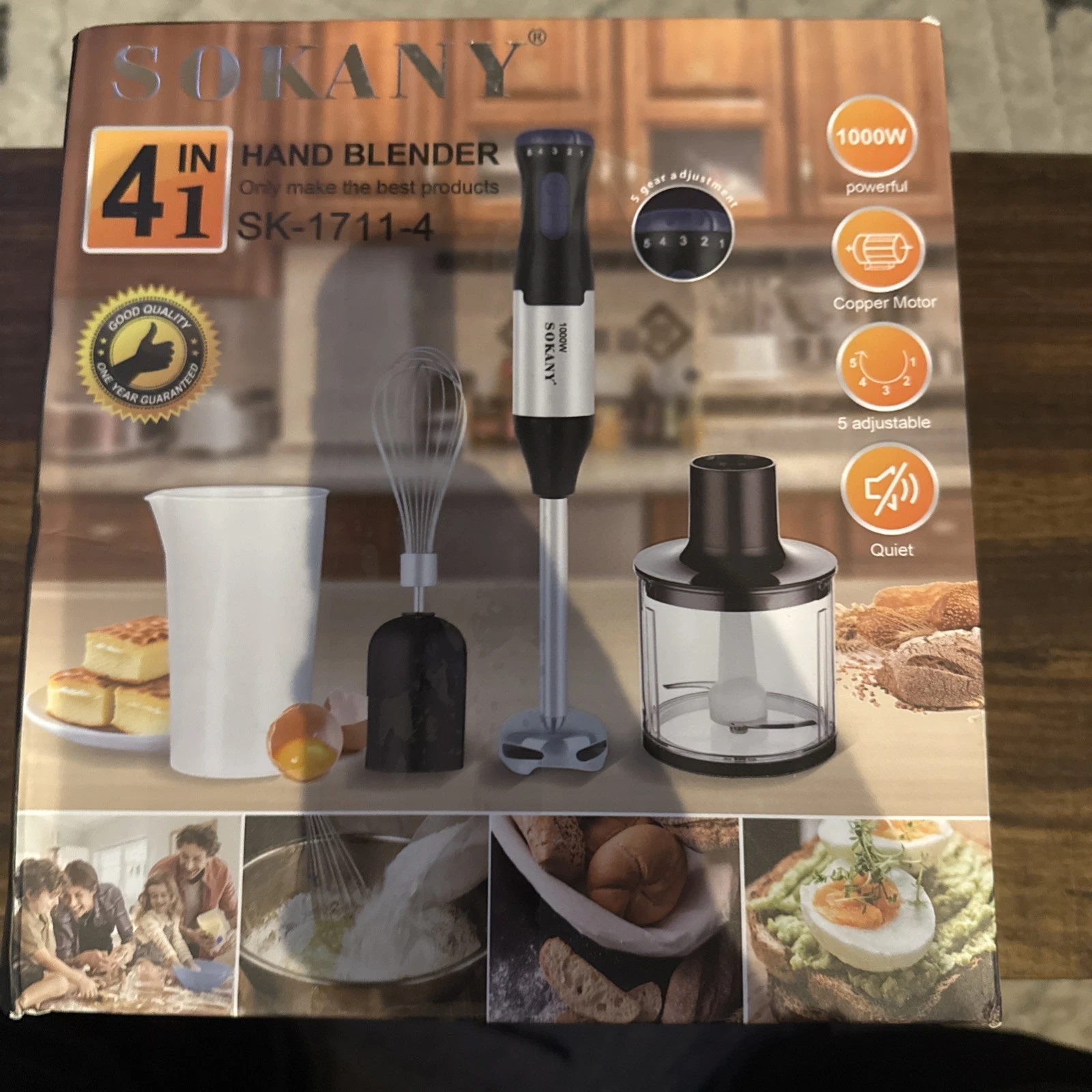 SOKANY 4-IN-1 Dishwasher Safe Hand Blender 110V, 50/60HZ, 1000w Motorboat Whisk
Opens in a new windo