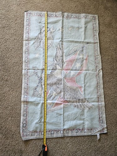 Wall Tapestry David Mann Art Easyrider Eagle Civil War Stars & Bars Rare VTG 3X5 - Picture 7 of 10