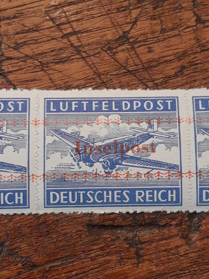 DR Inselpost Kreta, rot, postfrisch 3er Streifen, durchstochen, geprüft - Bild 3 von 4