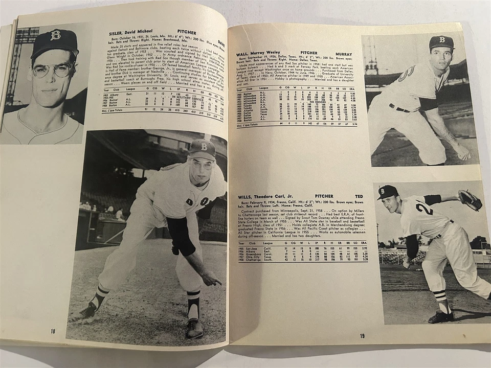 Boston Red Sox 1959 anuario Ted Williams Jimmy Piersall Jack Jensen F Malzone Foto 4 de 4