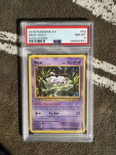 2016 POKEMON XY EVOLUTIONS #53 MEW HOLO PSA 8 Graded FAST SHIPPING FREE