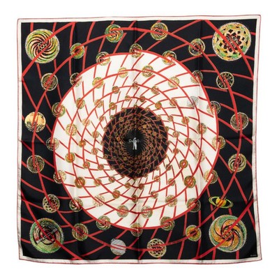 HERMES Carre 90 LES FEUX DE L'ESPACE Silk Scarf Black Space Fireworks