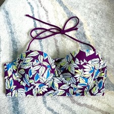 American Eagle Outfitters Purple Floral Underwire Swim Beach Bikini Top Size 34B