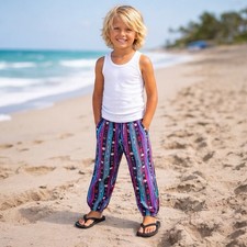 Vintage Kids Beach Bum Athletic Works Pants Sz 7 Surf Boho