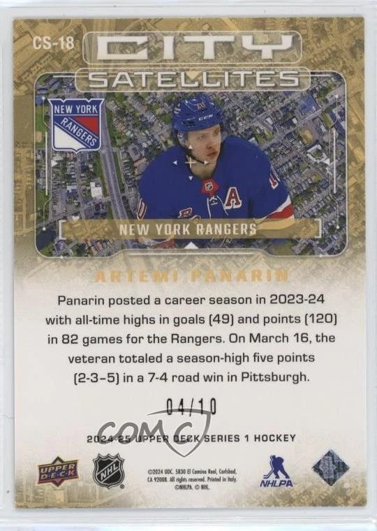 2024-25 Upper Deck Series 1 City Satellites Gold /10 Artemi Panarin #CS-18 - Image 2 of 2