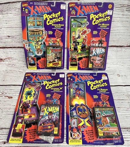 Vintage 1994 ToyBiz Marvel X-Men Pocket Comics Series 1 Playset Lot - Sealed Set