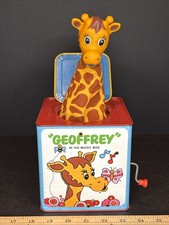Vintage Mattel 1975 Toys-R-Us Geoffrey Giraffe Jack in the Box Tin Toy