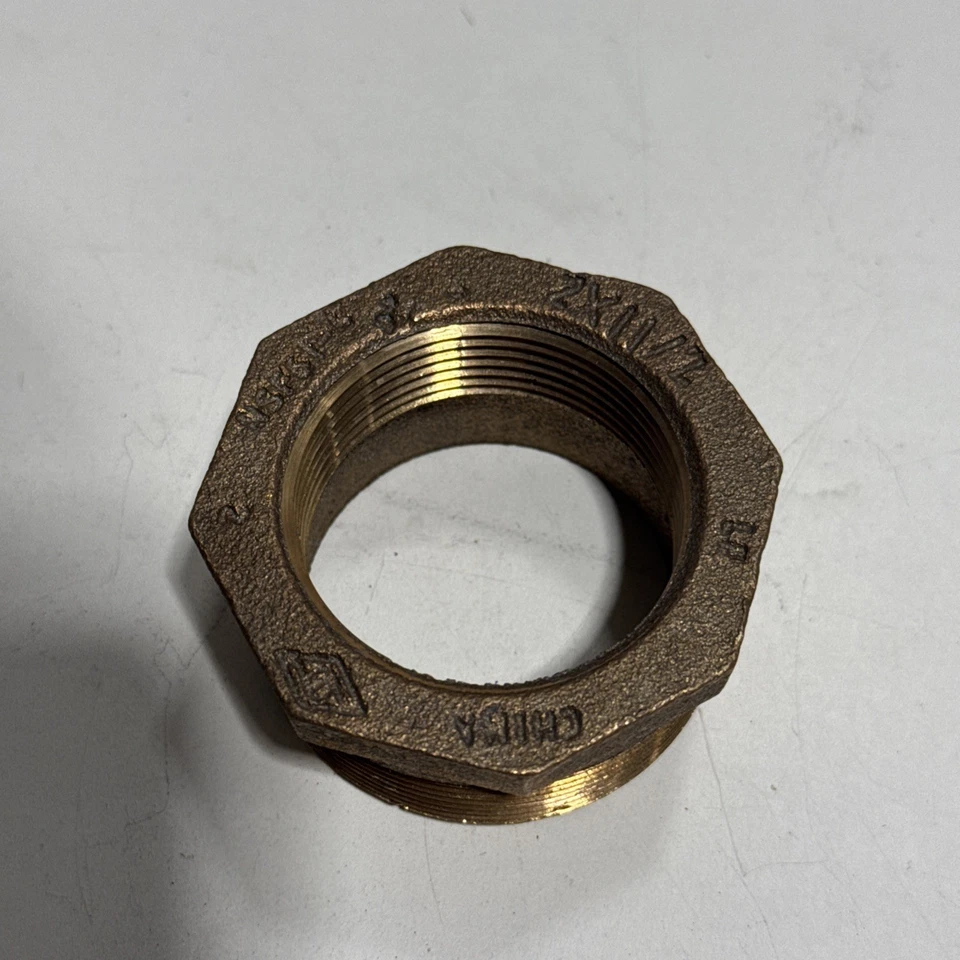 2" x 1-1/2" Lead-Free Brass Hex Reducer Bushing 125# Threaded NPT BR12090841 - Image 2 of 4
