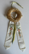Easter Wreath with Hand Embroidered Bow - VINTAGE