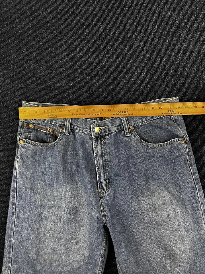 Pantalones Cortos de Denim NBN Gear Para Hombres 40 Azul Calce Relajado Bolsillos Bordados Vaqueros Largos Foto 4 de 4