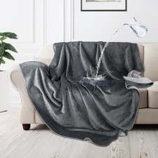 Waterproof Dog Blanket for Couch Reversible Flannel Bed Blanket for Medium La...
