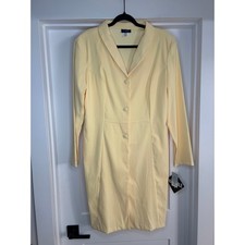 NEW Vintage RAG Pastel Yellow Long Sleeve Blazer Jacket Dress 11/12 Made in USA