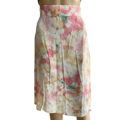 Auguste the Label Tie Dye Midi Skirt US 2 Pink Orange Green Rayon Viscose Boho