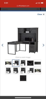 DeJori 59'' W L-Shape Corner Desk with Hutch, Charcoal - BRAND NEW IN BOX