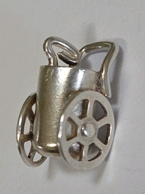 Sterling Silber ~ Golf Caddy Charm ~ Einkaufswagen ~ RÄDER ROLLEN! ~ VINTAGE
