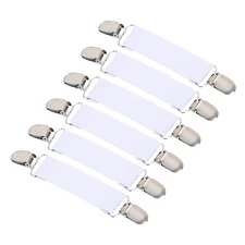 Mitten Clips, 6Pcs Elastic Glove Buckle Clip with Double Metal Clamp, White