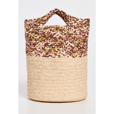 LA DoubleJ Sunbathing Raffia Pouch Woven Straw Bag Brown Tan Sz OS