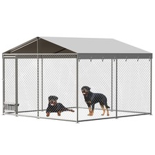 GRAVEE Large Dog Kennel Outdoor with Roof, Heavy Duty Pet Fence Enclosure