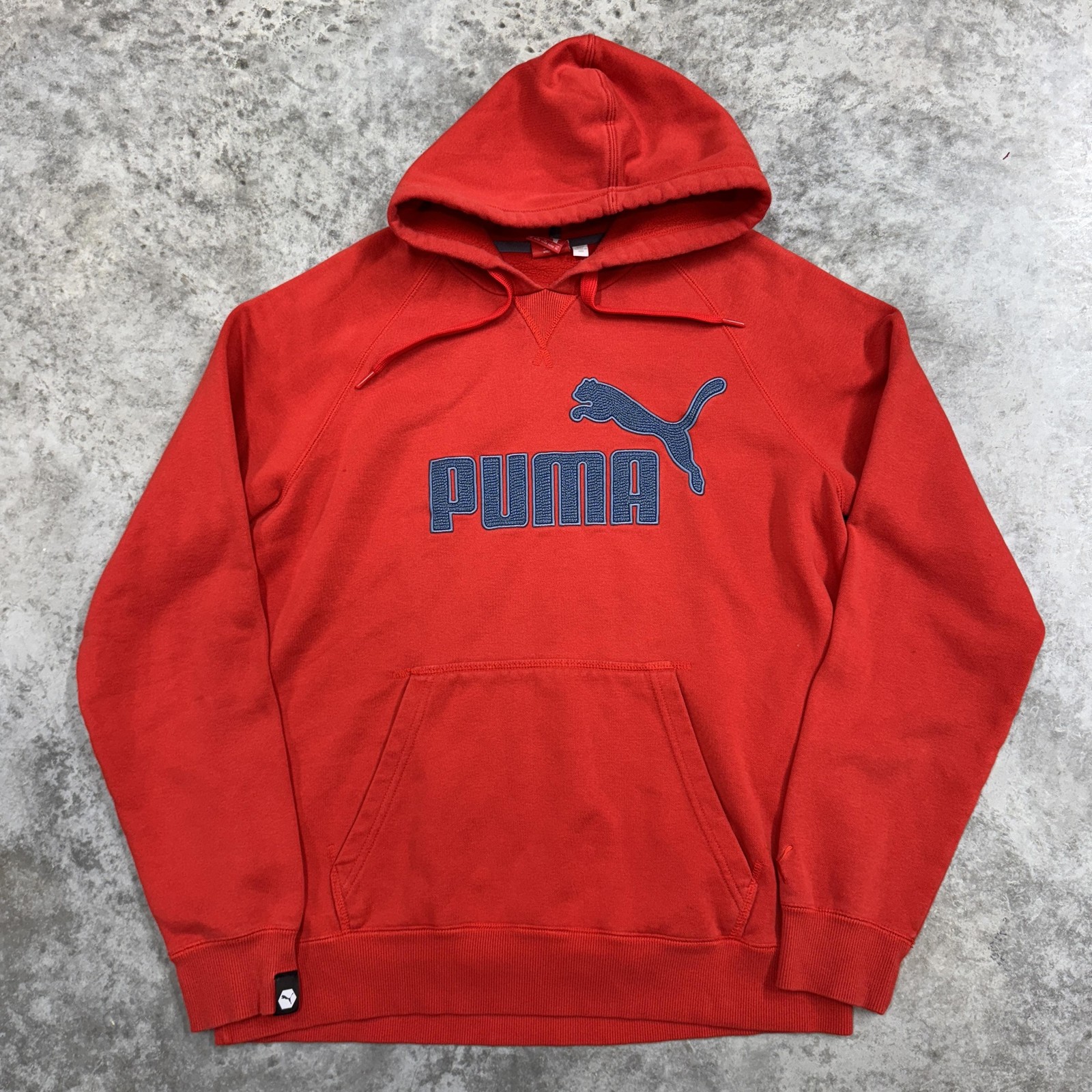 Puma Sweatshirt Mens XL Red Pullover Hoodie Big Logo Kangaroo Pocket Fleece