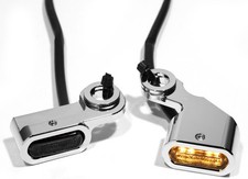 Mini LED Blinker Chrom Lenkerarmatur f. Harle...