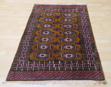 Superb Oriental Carpet Rug Hand Made Wool Vintage Bokhara 4ft 11" x 3ft Gold