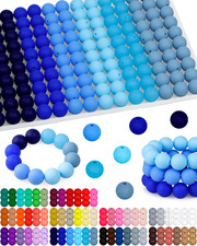 160PCS 15mm Silicone Beads for Keychain Making - Mixed Color Round Rubber Beads