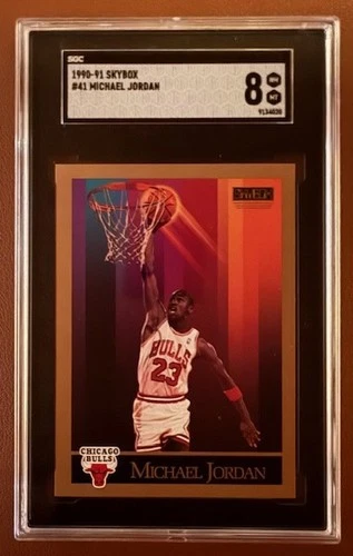 MICHAEL JORDAN 1990/91 SKYBOX BASKETBALL CARD #41 CHICAGO BULLS SGC 8 NM-MT