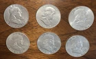 ​Lot of 6 - Franklin Silver Half Dollars 1960 to 1963, 90% Silver - US 50c Coins