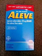 Aleve Soft Grip Arthritis Cap Naproxen Sodium Pain Reliever, 270ct EXP 10/2027+