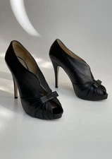 Valentino Garavani Women's Peep Toe Black Bootie Shoes Size 39½ US 9.5 UK 6.5