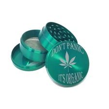 ‘Don’t Panic It’s Organic’ Green Grinder, 4-Piece Metal Crusher for Herb Lovers