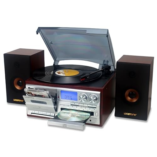 Vinyl Record Player with Dual 15W External Speakers 10 in 1 3 Speed Silver