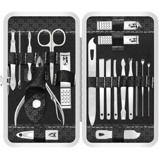 19 in 1 Manicure Set Professional Nail Clipper Kit Stainless Steel Travel Case