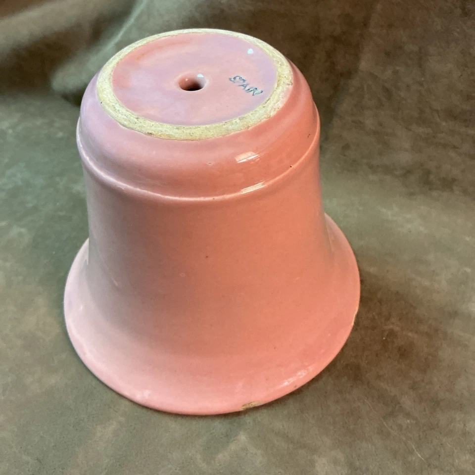 Jarrón de colección esmalte rosa arte cerámica hecha en España pequeña maceta esmalte menor Miss Foto 3 de 4