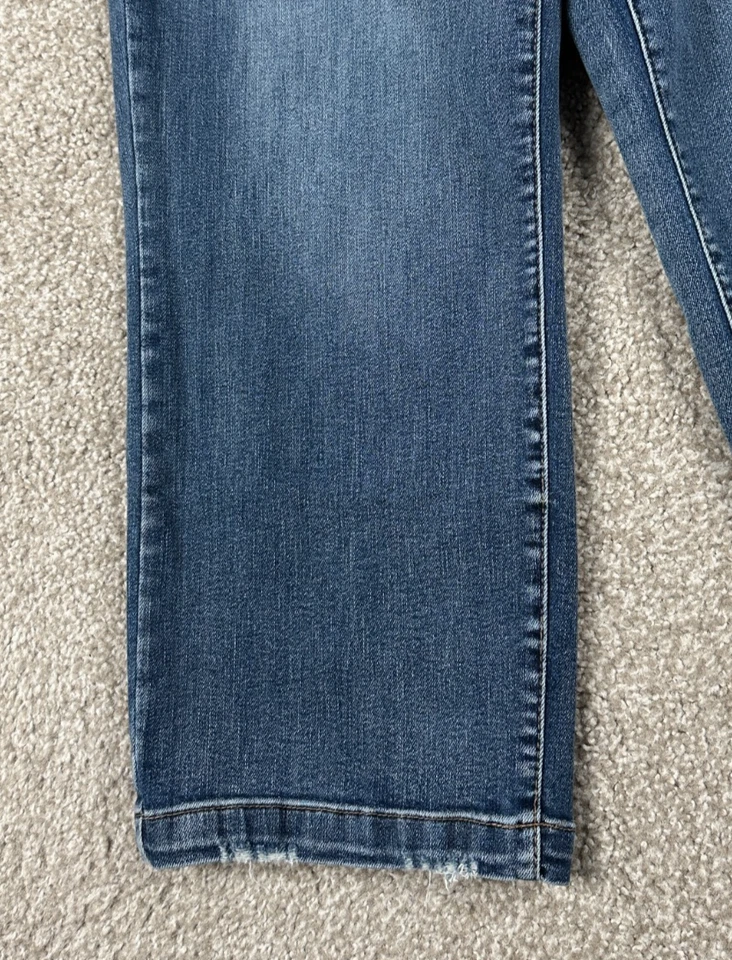 Judy 蓝色牛仔裤女式 11/30 弹力牛仔宽腿裁剪高腰 *28x23.5 — 第 3/4 张图片