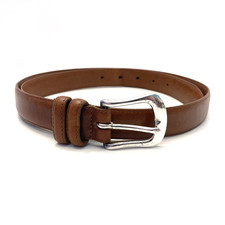 Coach Belt British Tan Bridle Leather 5900 36 Silver Plate Buckle 1" Wide Vtg