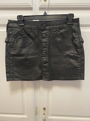 Rock Republic Black Faux Leather Mini Snap Skirt NWOT Women’s Size 